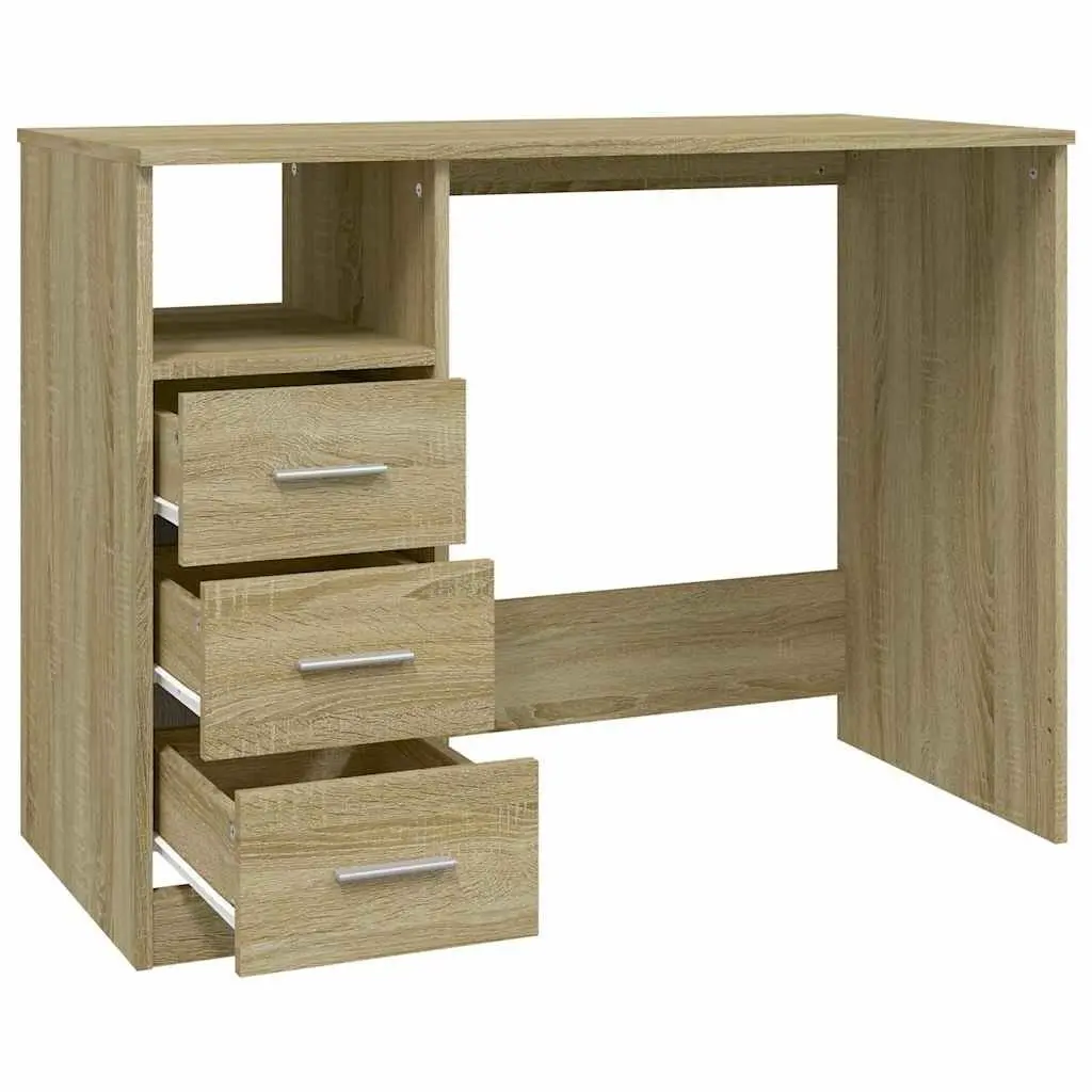 Office Desk Brown Engineered Wood 102 x 50 x 76 cm Study Computer Workstation