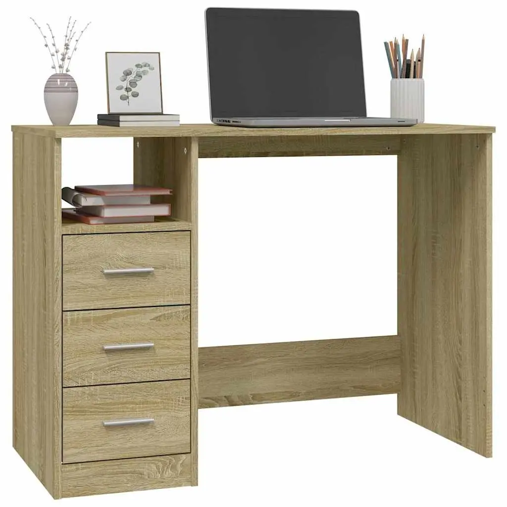 Office Desk Brown Engineered Wood 102 x 50 x 76 cm Study Computer Workstation