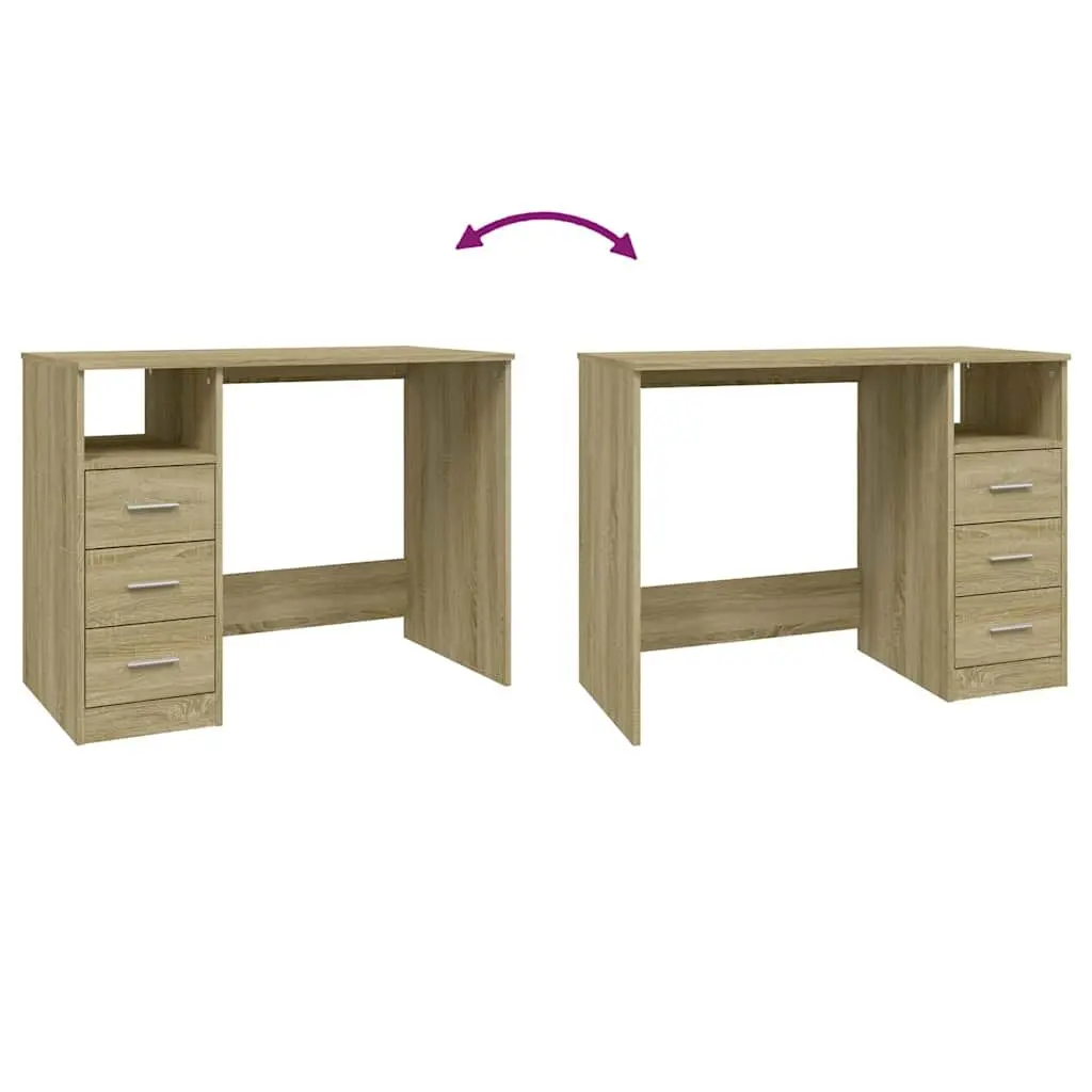 Office Desk Brown Engineered Wood 102 x 50 x 76 cm Study Computer Workstation