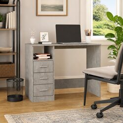 Elegant Grey Office Desk with Drawers