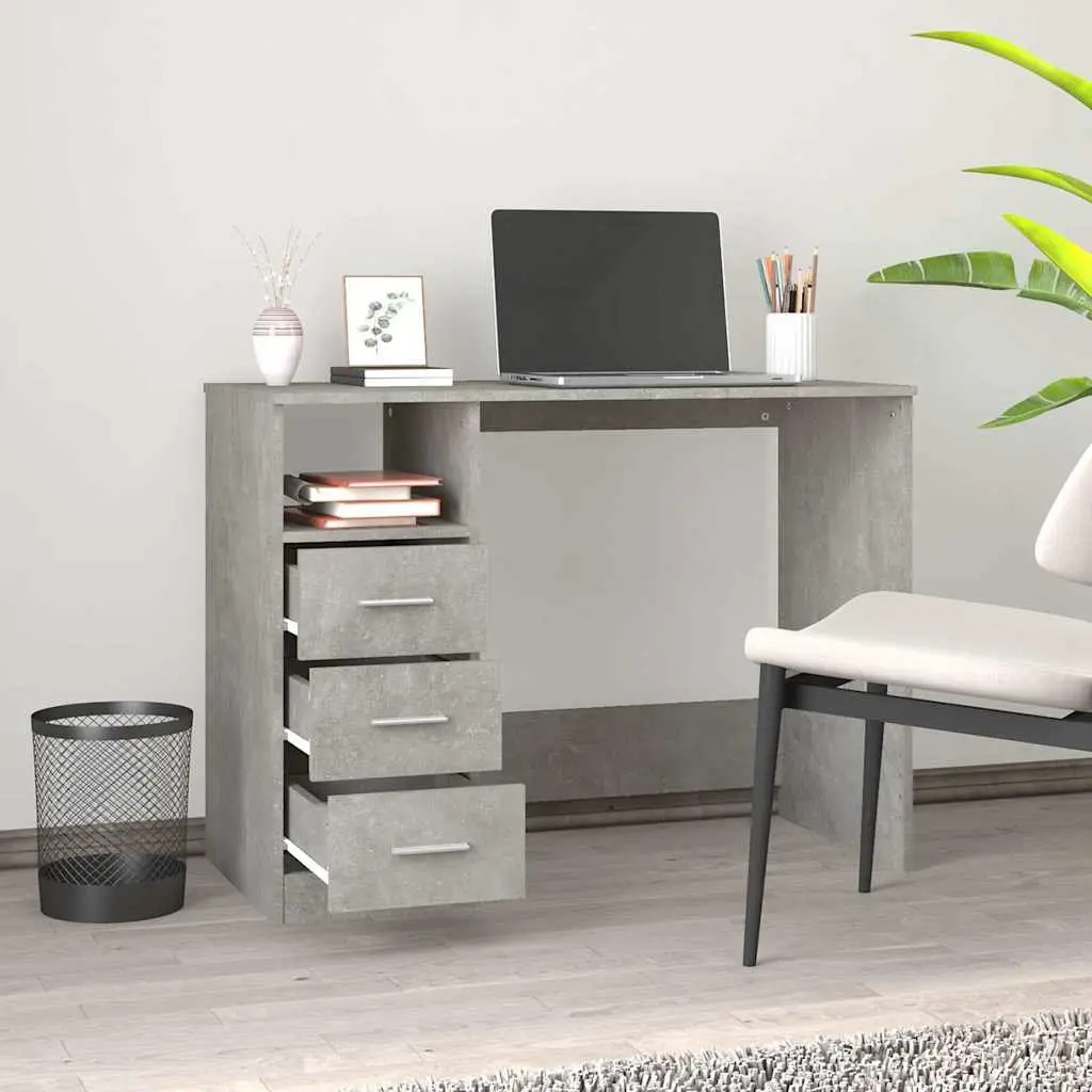 Grey Office Desk with Drawers