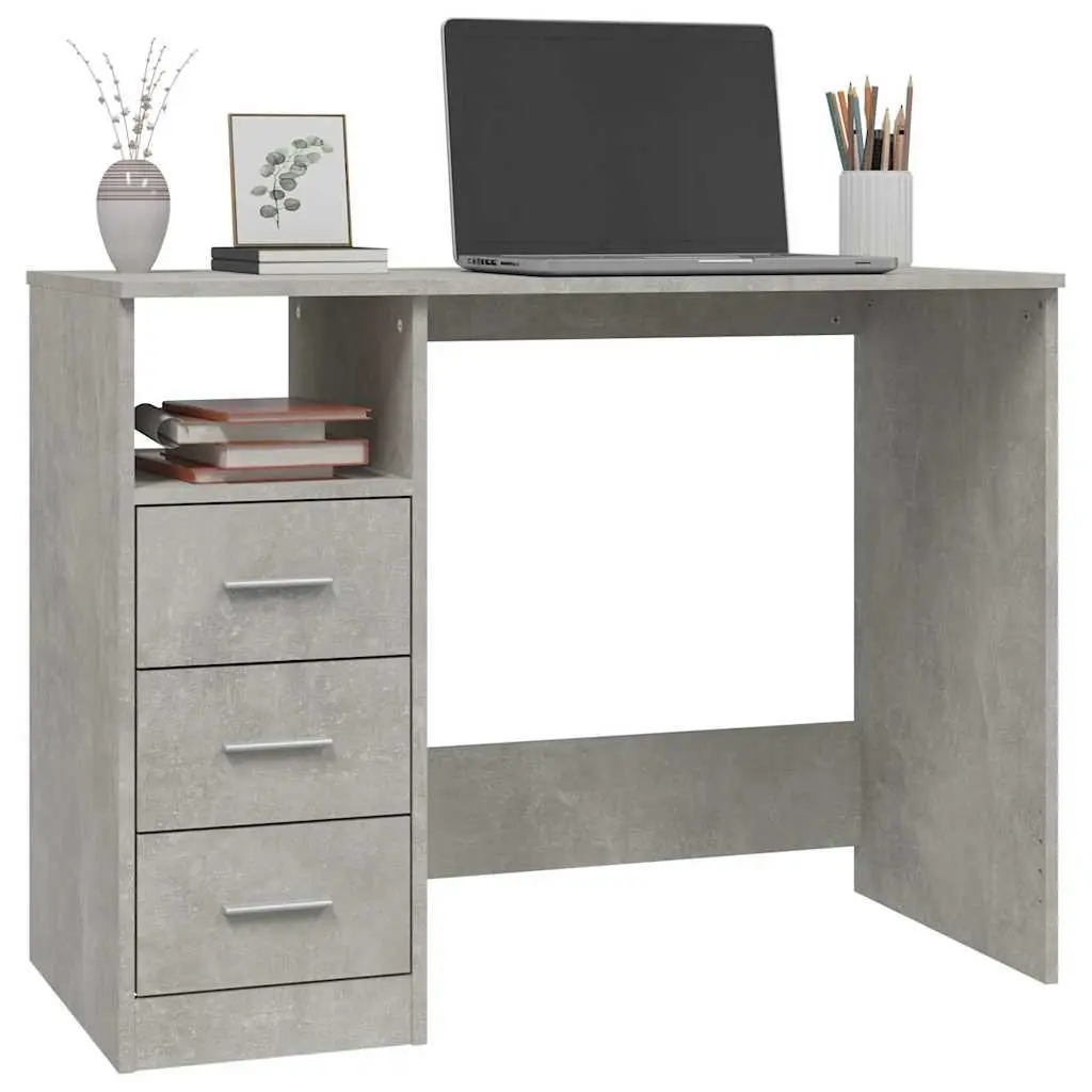 Grey Office Desk with Drawers