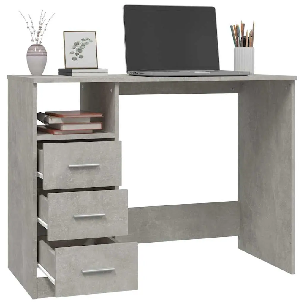 Grey Office Desk with Drawers