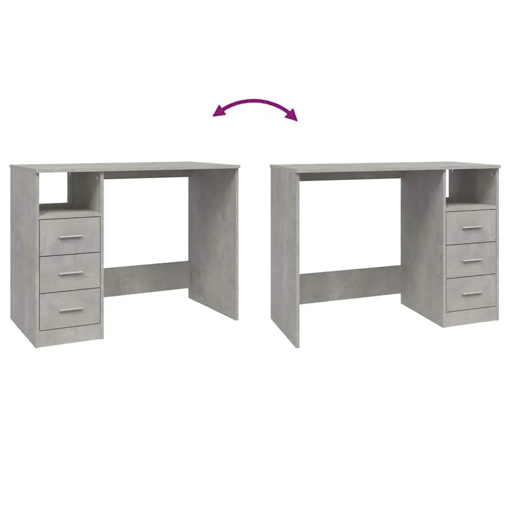 Grey Office Desk with Drawers