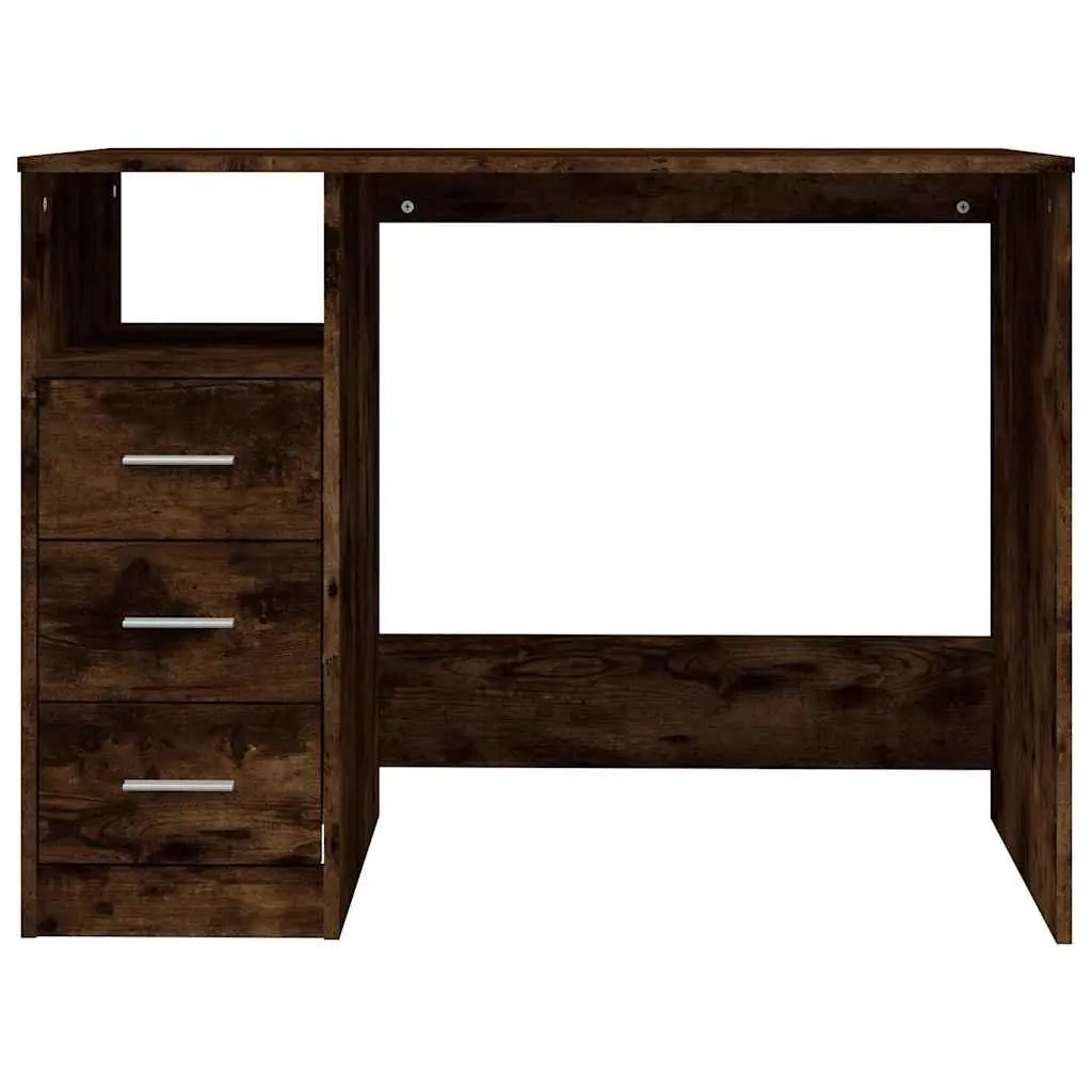 Brown Engineered Wood Office Desk with Storage