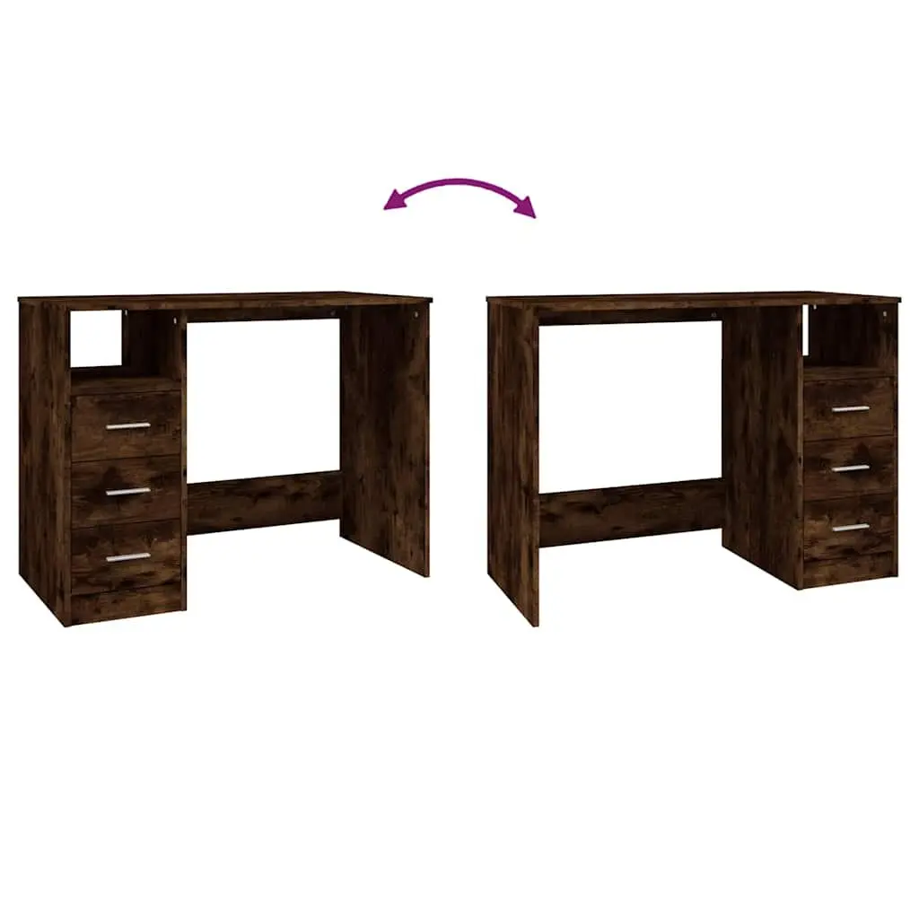 Brown Engineered Wood Office Desk with Storage