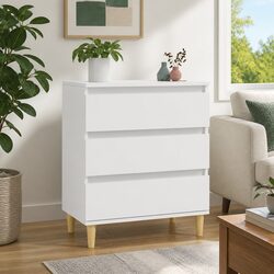 White Sideboard Storage Cabinet with 3 Drawers