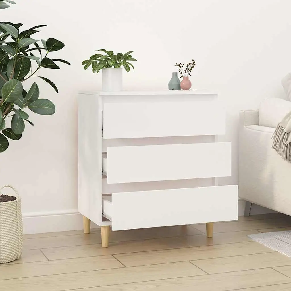 Sideboard White 60x35x70 cm Engineered Wood Storage Cabinet 3 Drawers