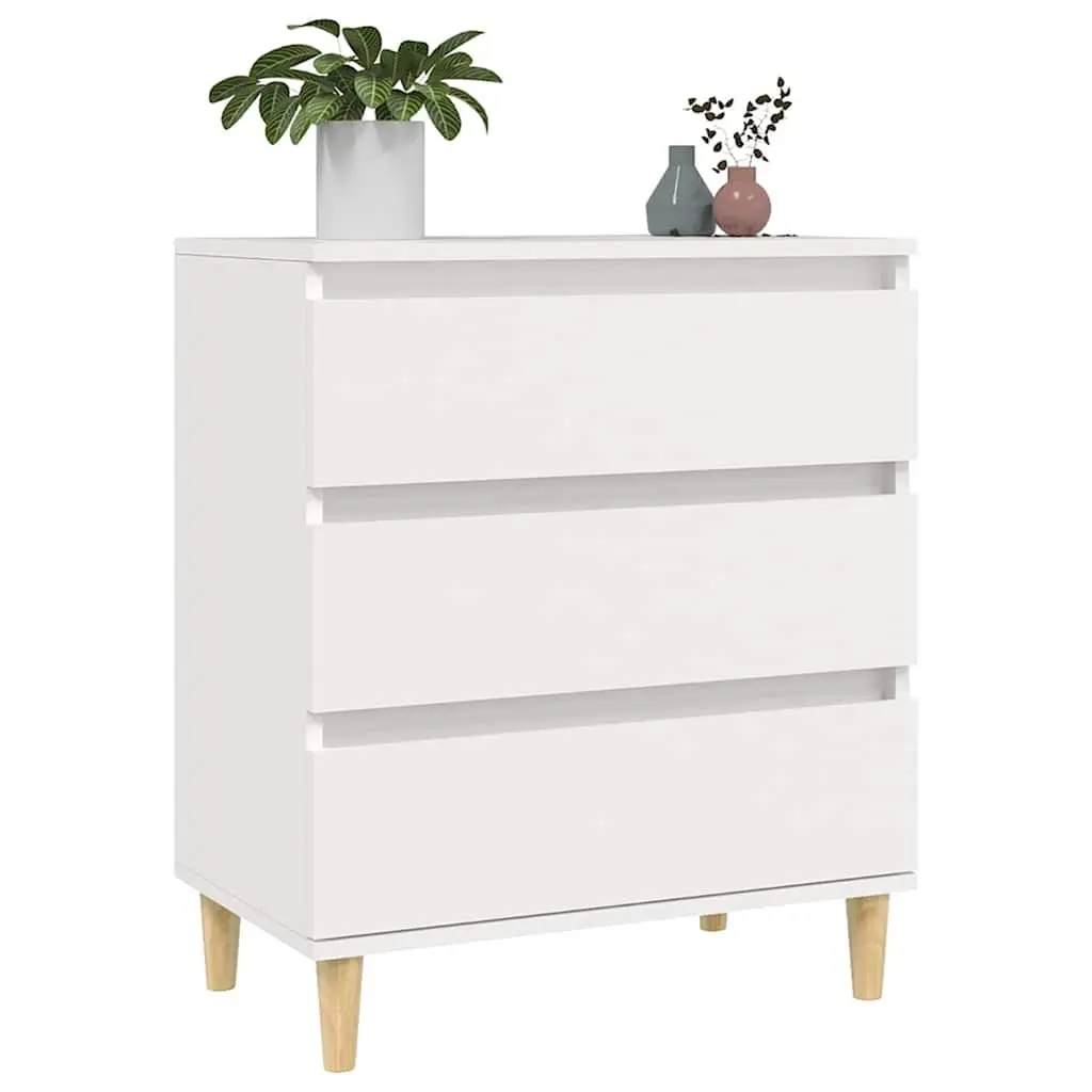 Sideboard White 60x35x70 cm Engineered Wood Storage Cabinet 3 Drawers