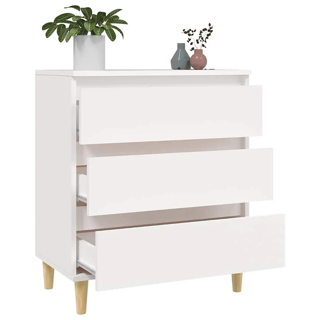 Sideboard White 60x35x70 cm Engineered Wood Storage Cabinet 3 Drawers