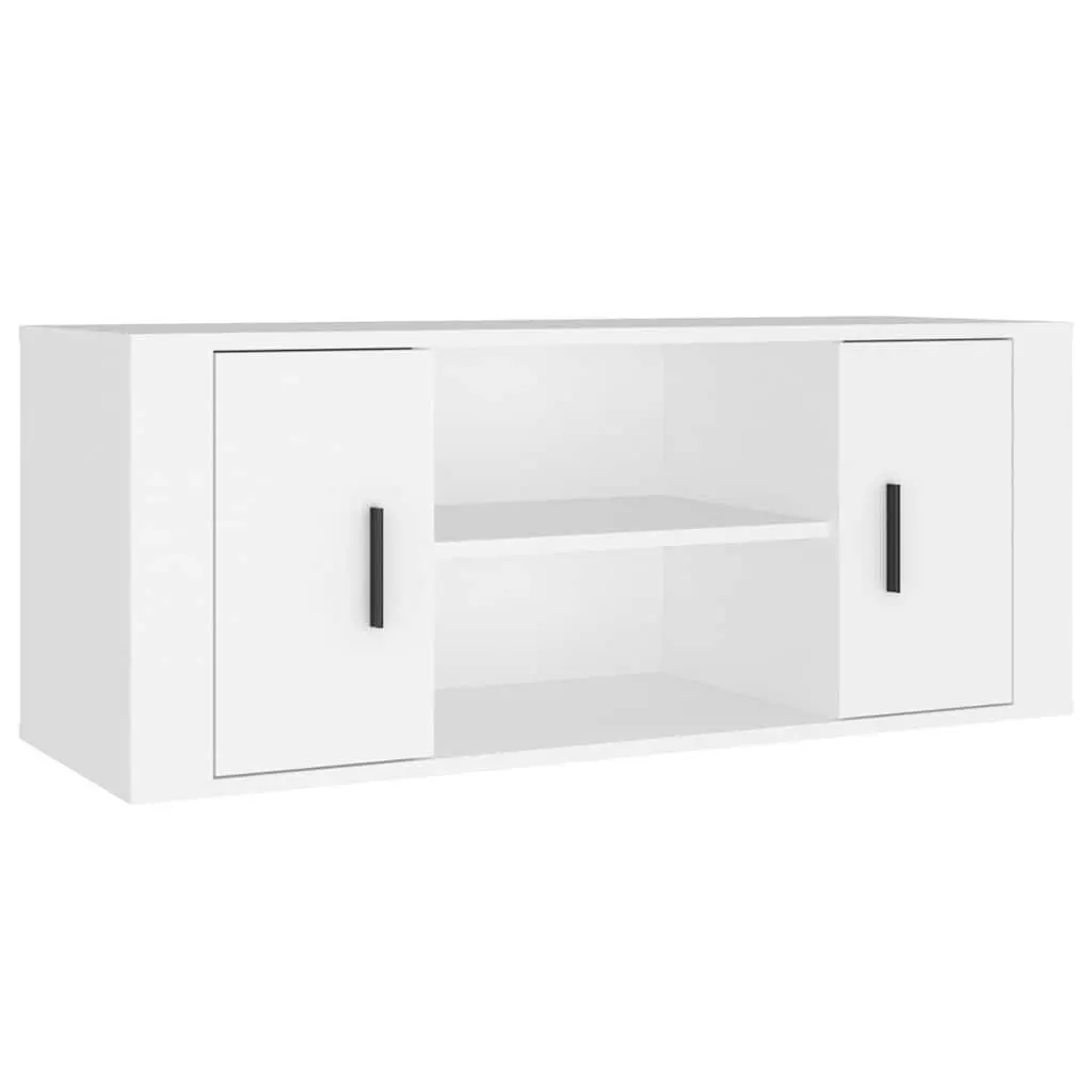 White TV Cabinet with Compartment Storage 100x35x40 cm