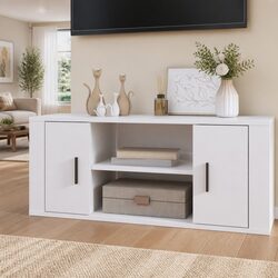 White High Gloss TV Cabinet with Storage Compartments