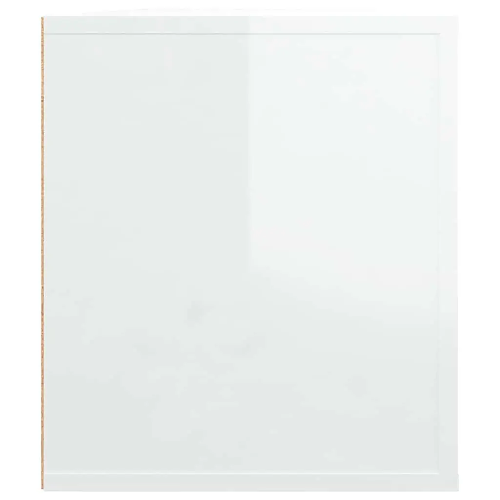 Engineered Wood TV Cabinet High Gloss White Media Unit with Storage Compartments 100x35x40cm