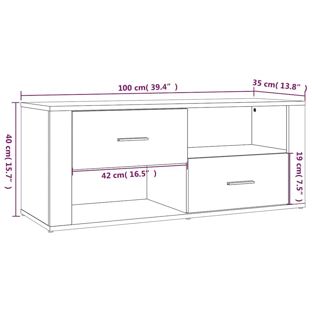 TV Cabinet Black Engineered Wood Storage Unit Drawers Compartments Media Stand