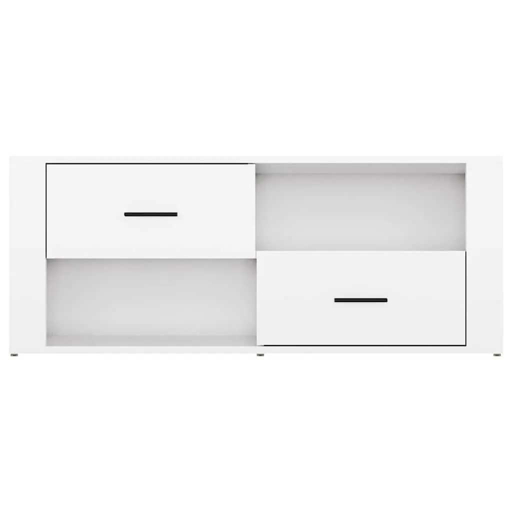 TV Cabinet High Gloss White 100cm Engineered Wood Storage Unit