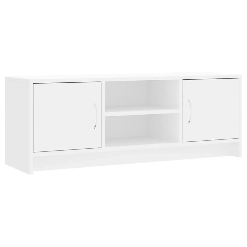 TV Cabinet White 102x30x37.5 cm Engineered Wood Media Stand Storage Unit with Doors