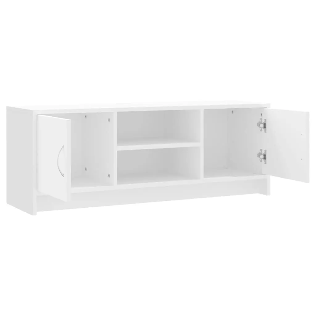 TV Cabinet White 102x30x37.5 cm Engineered Wood Media Stand Storage Unit with Doors