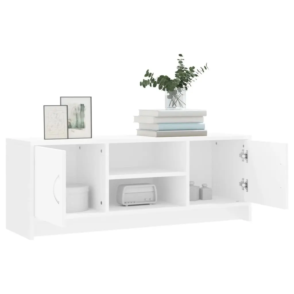 TV Cabinet White 102x30x37.5 cm Engineered Wood Media Stand Storage Unit with Doors