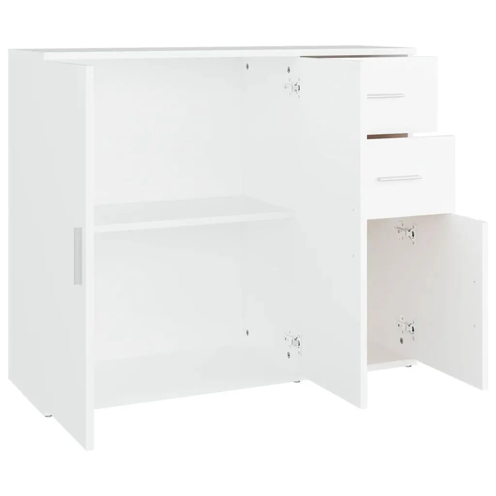 Sideboard White 91x29.5x75 cm Engineered Wood Storage Cabinet Furniture