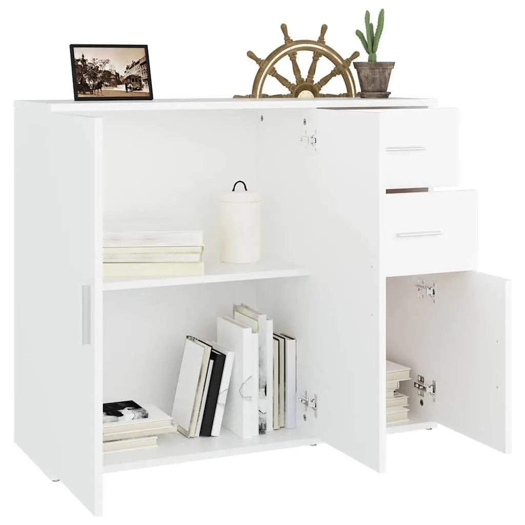 Sideboard White 91x29.5x75 cm Engineered Wood Storage Cabinet Furniture