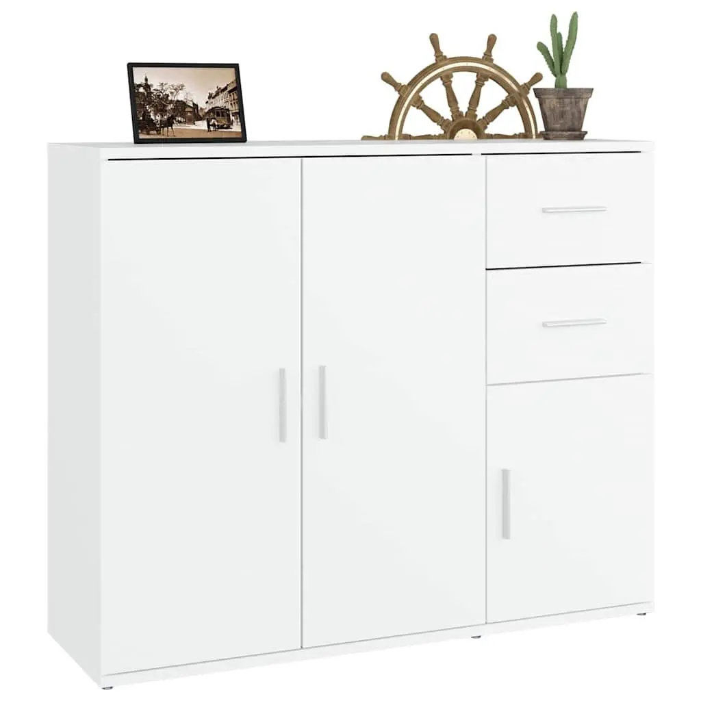 Sideboard White 91x29.5x75 cm Engineered Wood Storage Cabinet Furniture