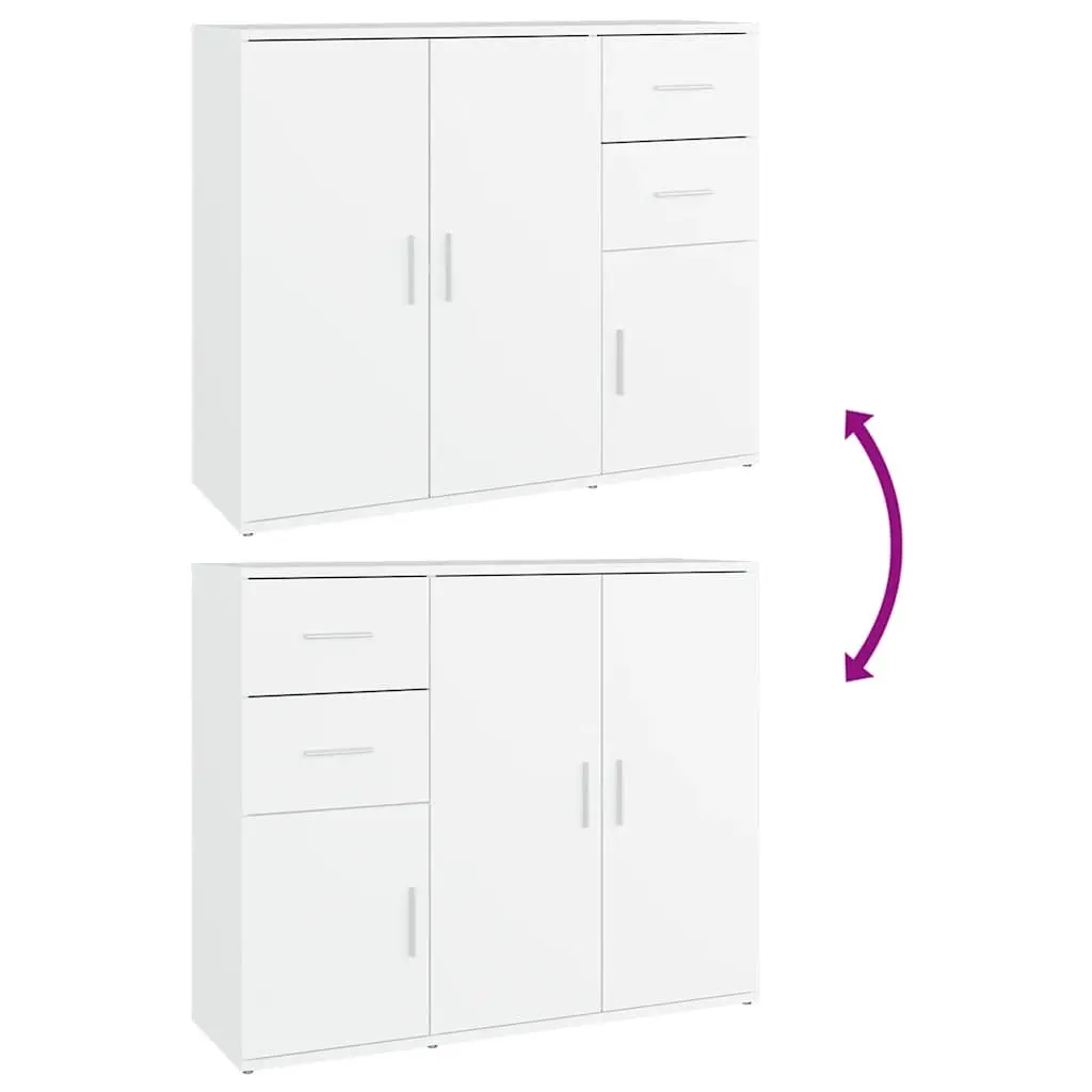 Sideboard White 91x29.5x75 cm Engineered Wood Storage Cabinet Furniture