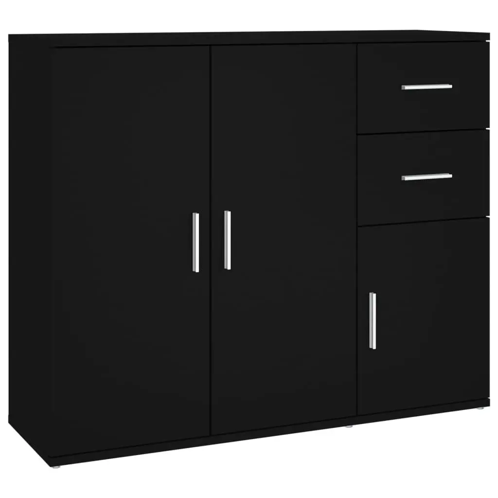 Sideboard Cabinet Black 91x29.5x75cm Storage Furniture Engineered Wood Display