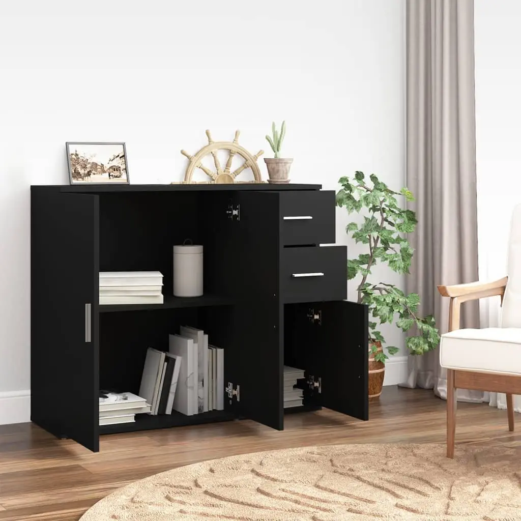 Sideboard Cabinet Black 91x29.5x75cm Storage Furniture Engineered Wood Display