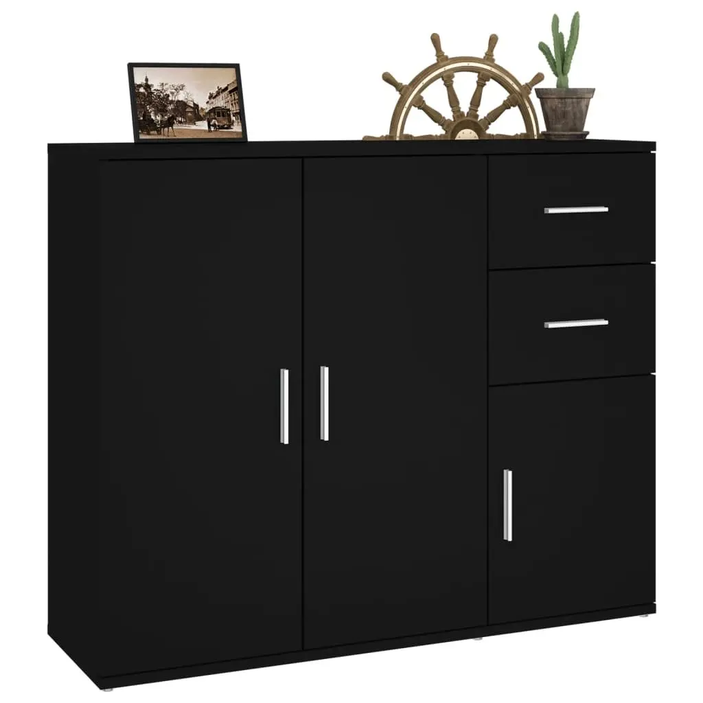 Sideboard Cabinet Black 91x29.5x75cm Storage Furniture Engineered Wood Display