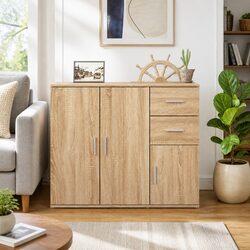 Warm Brown Engineered Wood Sideboard Storage Cabinet