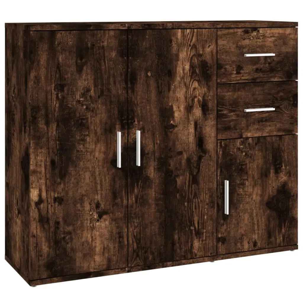 Brown Engineered Wood Sideboard Storage Cabinet 91x29.5x75cm