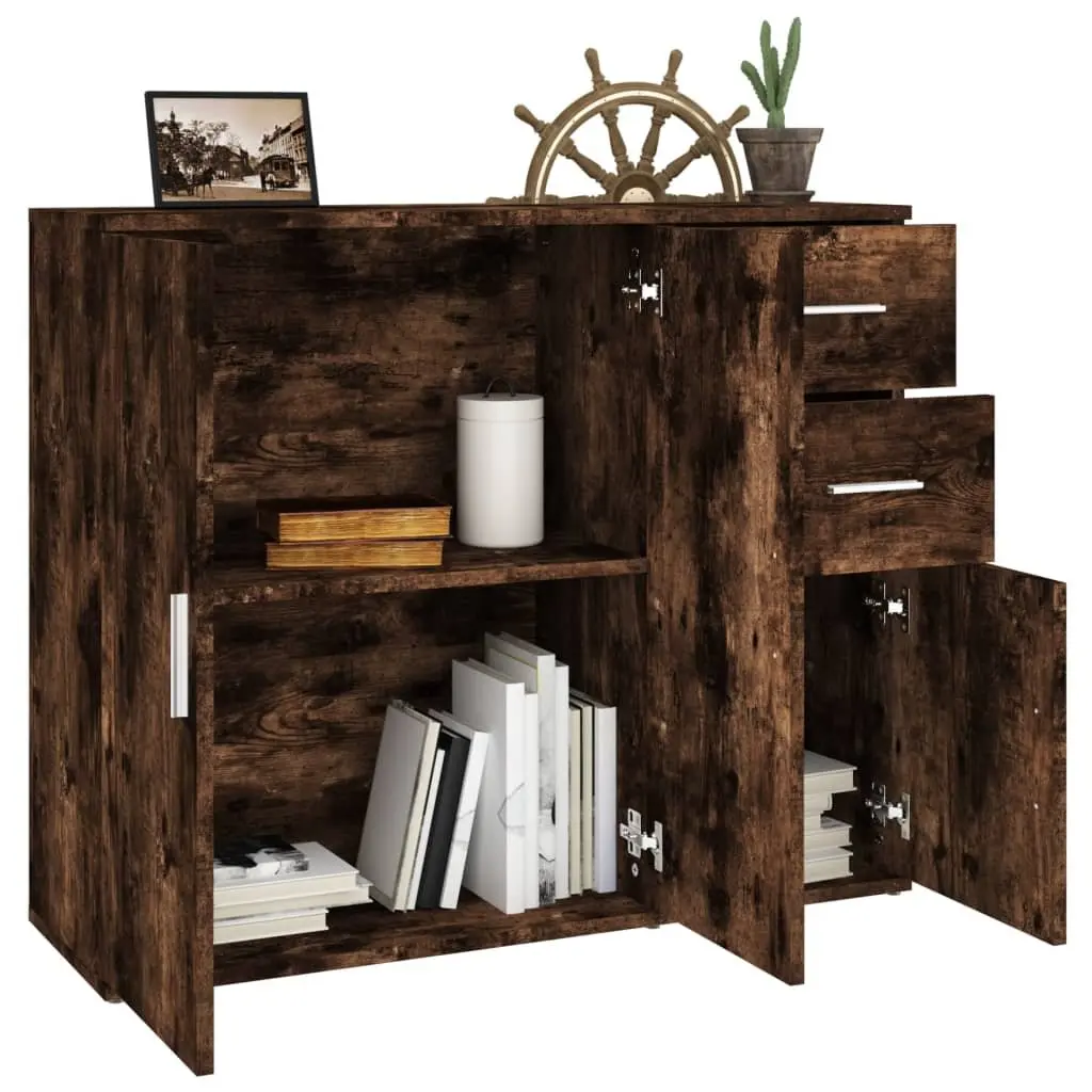 Brown Engineered Wood Sideboard Storage Cabinet 91x29.5x75cm