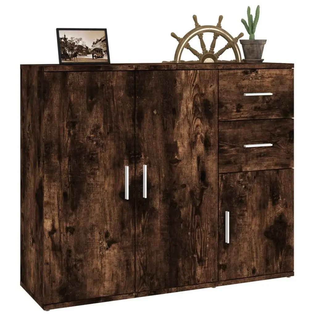 Brown Engineered Wood Sideboard Storage Cabinet 91x29.5x75cm