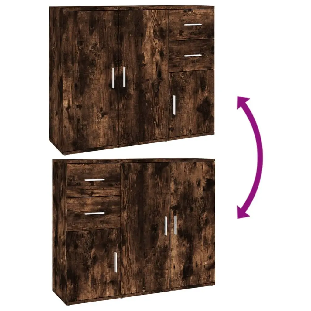Brown Engineered Wood Sideboard Storage Cabinet 91x29.5x75cm