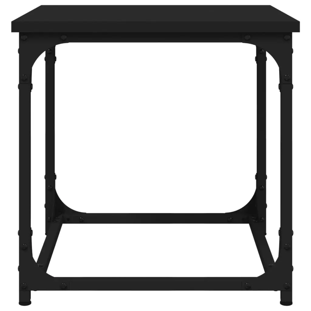 Side Table Coffee Table Black 40x40x40cm Engineered Wood Top Steel Frame