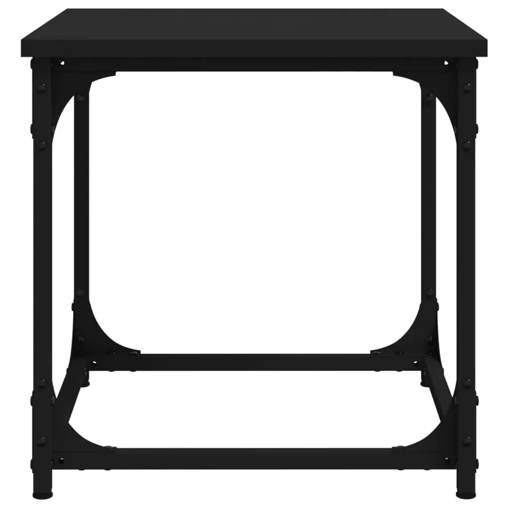Side Table Coffee Table Black 40x40x40cm Engineered Wood Top Steel Frame
