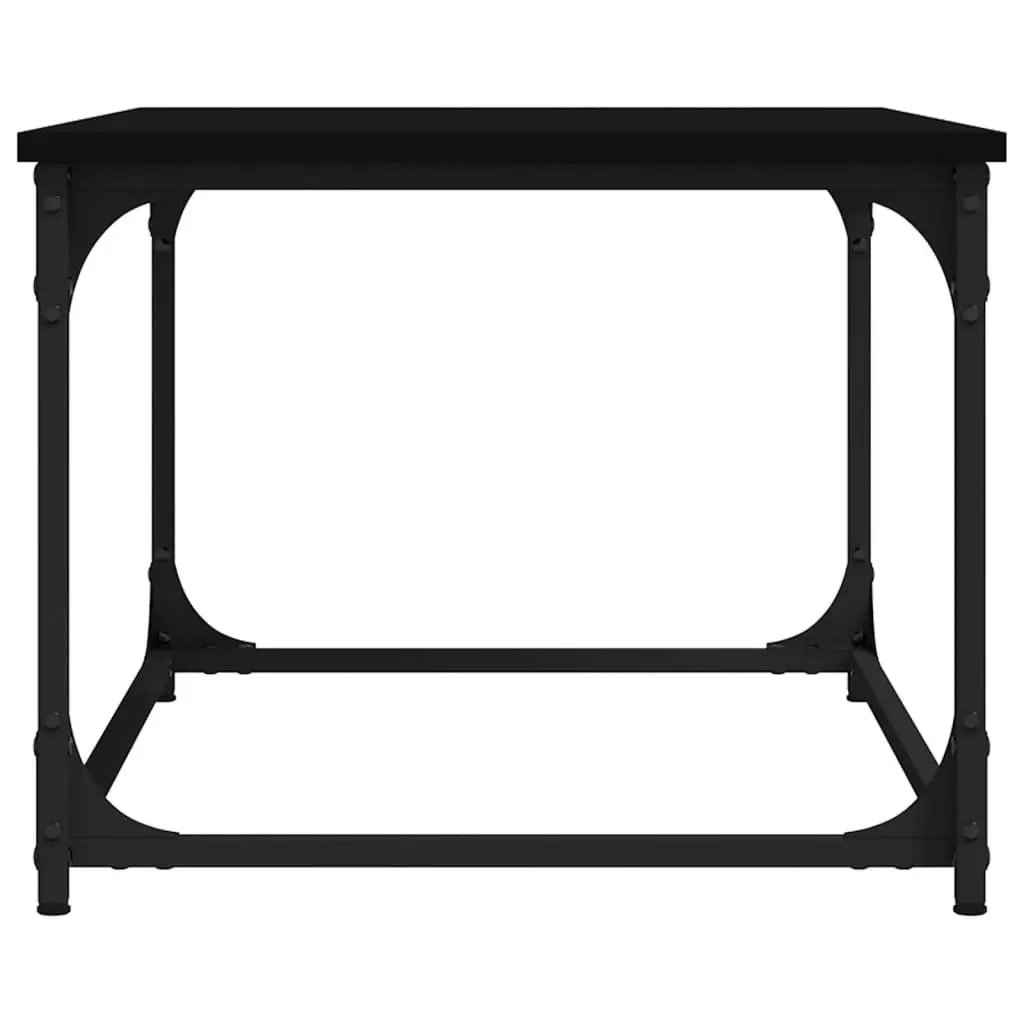 Coffee Table Iron Frame with Engineered Wood Top Black for Living Room 80L x 50W x 40H cm