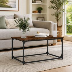 Brown Engineered Wood Coffee Table with Iron Frame
