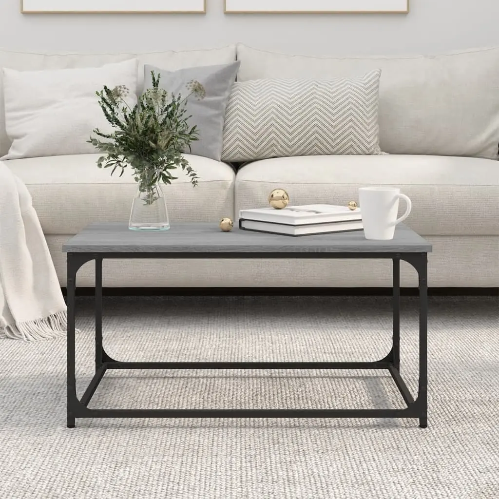 Coffee Table Grey Sonoma 80x50x40 cm Engineered Wood Iron Frame
