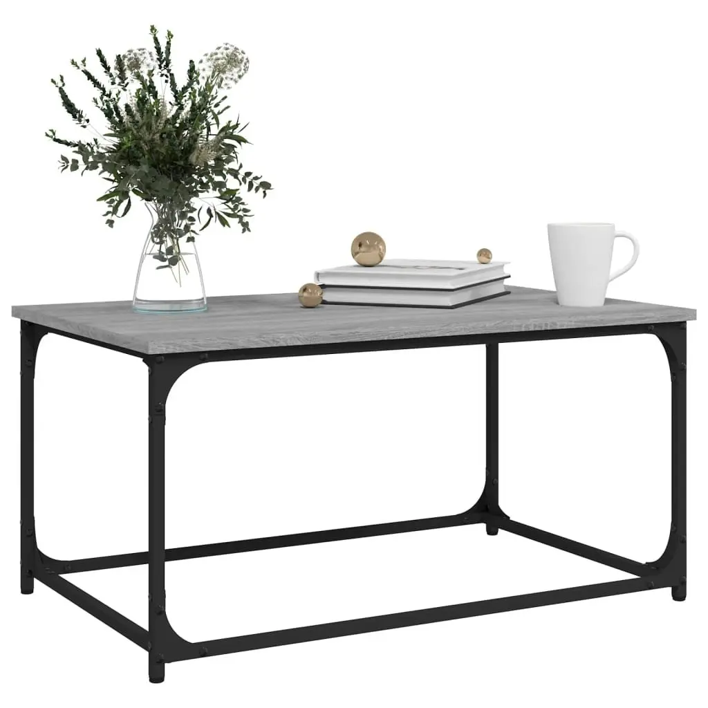 Coffee Table Grey Sonoma 80x50x40 cm Engineered Wood Iron Frame