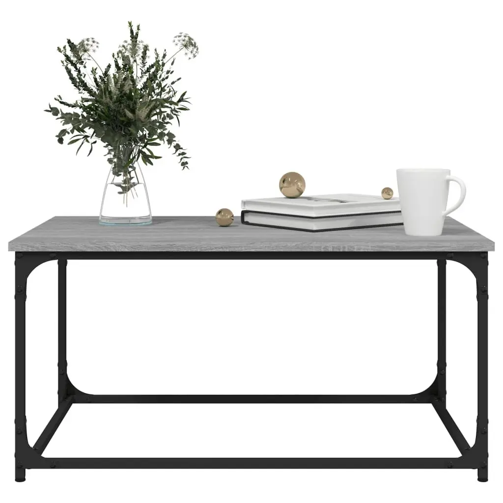 Coffee Table Grey Sonoma 80x50x40 cm Engineered Wood Iron Frame
