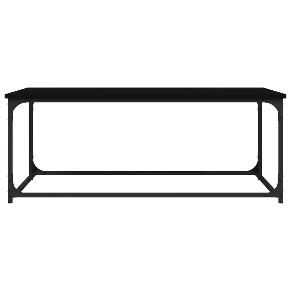 Coffee Table Engineered Wood Top Iron Frame Black Compact Accent Furniture 102cm x 50cm x 40cm