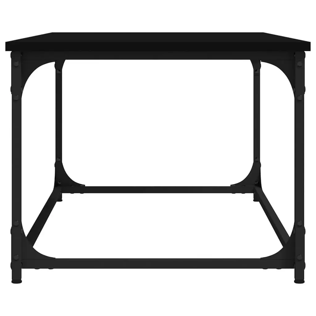 Coffee Table Engineered Wood Top Iron Frame Black Compact Accent Furniture 102cm x 50cm x 40cm