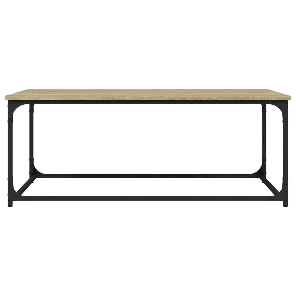 Coffee Table Brown Engineered Wood Iron Frame Living Room Accent Furniture 102 x 50 x 40 cm