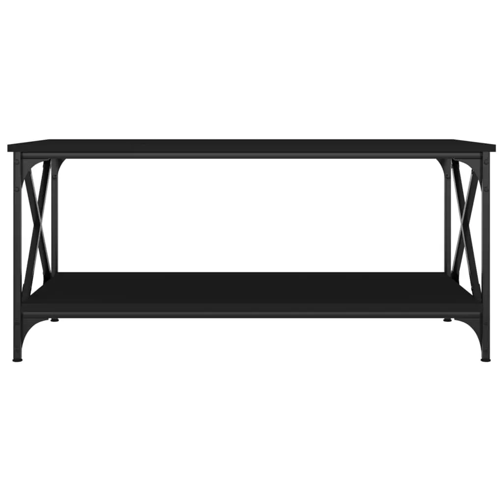 Coffee Table Black Iron Frame Engineered Wood Top with Storage 100cm x 50cm x 45cm