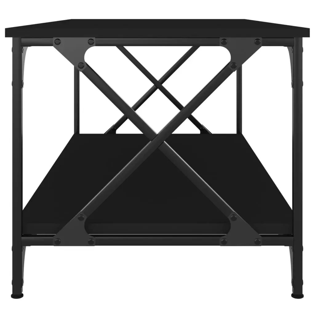 Coffee Table Black Iron Frame Engineered Wood Top with Storage 100cm x 50cm x 45cm
