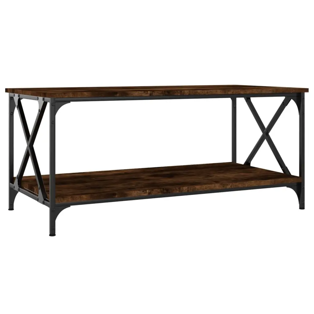 Coffee Table Brown Accent 100x50x45cm Engineered Wood Iron