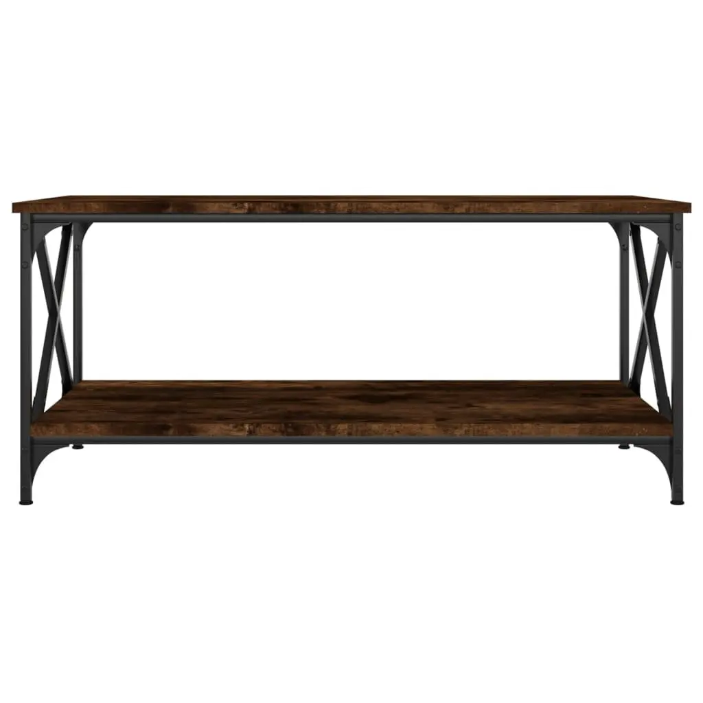 Coffee Table Brown Accent 100x50x45cm Engineered Wood Iron
