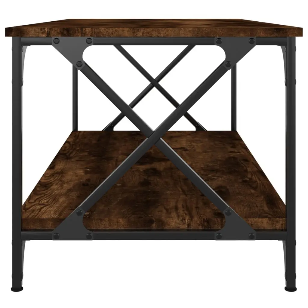 Coffee Table Brown Accent 100x50x45cm Engineered Wood Iron