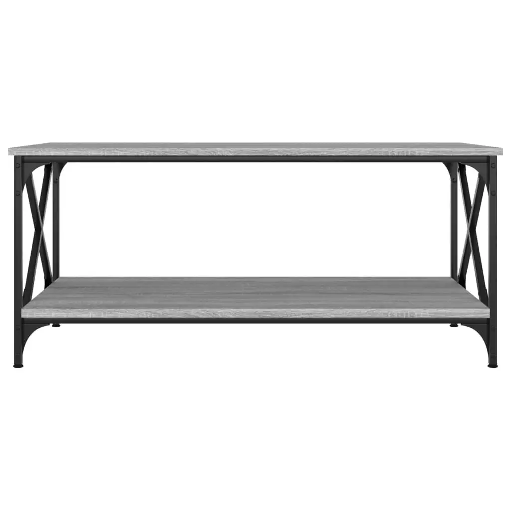 Coffee Table Grey Engineered Wood 100 x 50 x 45 cm Iron Frame